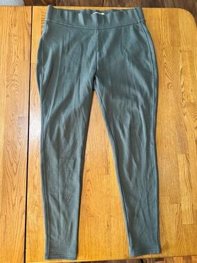 Lands' End Serious Sweats Green Fleece Lined Pants Size L 14-16
